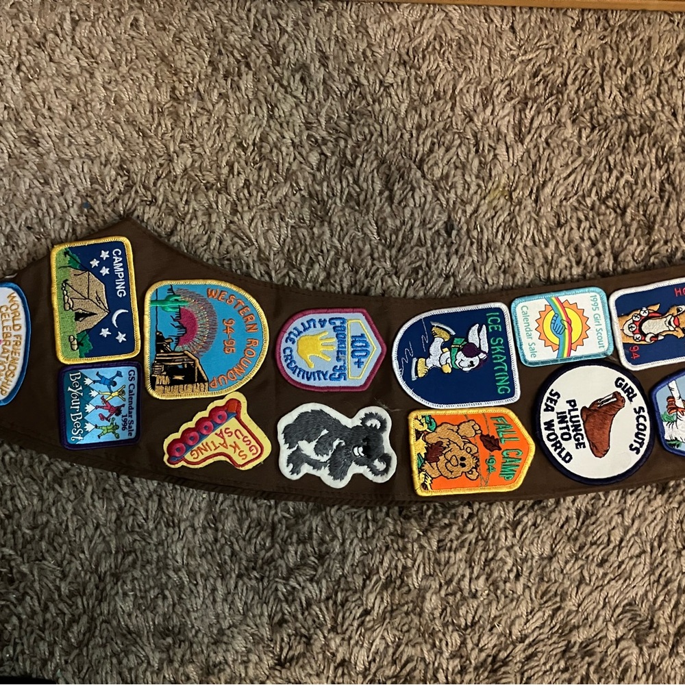 Girl Scout Sash with Colorful Patches
